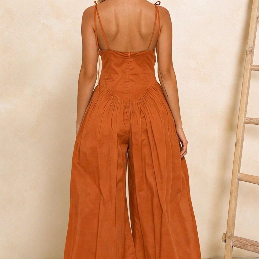 Orange Elegant Women's Jumpsuit with Sweetheart Neck, Strap, Bodice, Balloon Leg - Picture 2 of 3